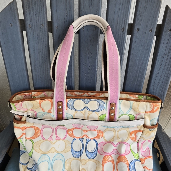 Coach Vintage 2006 Rare Scribble Multi-colored Multibaby Tote/Crossbo. Bag 10676 - Picture 4 of 16